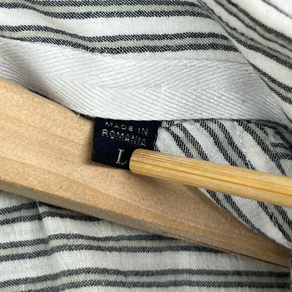 ZEGNA Shirt Mens L SPORT Striped Button Up Long Sleeve Woven Cotton Gray - Picture 12 of 15